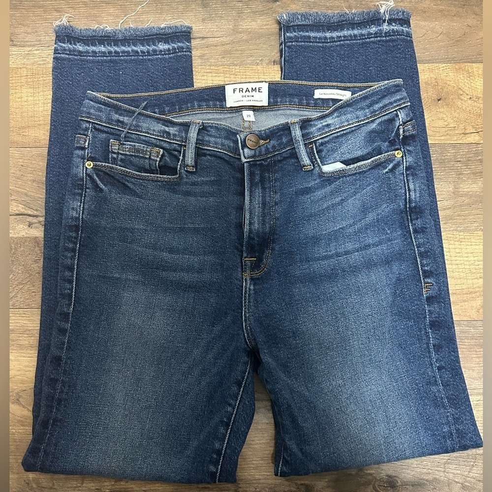 Frame Denim Le Nouveau Straight Women's Dark Blue Ankle Jeans - Picture 1 of 6